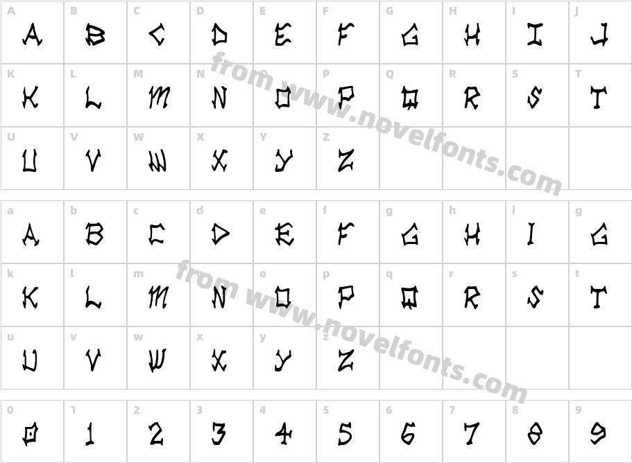 Rad Zad CondensedCharacter Map