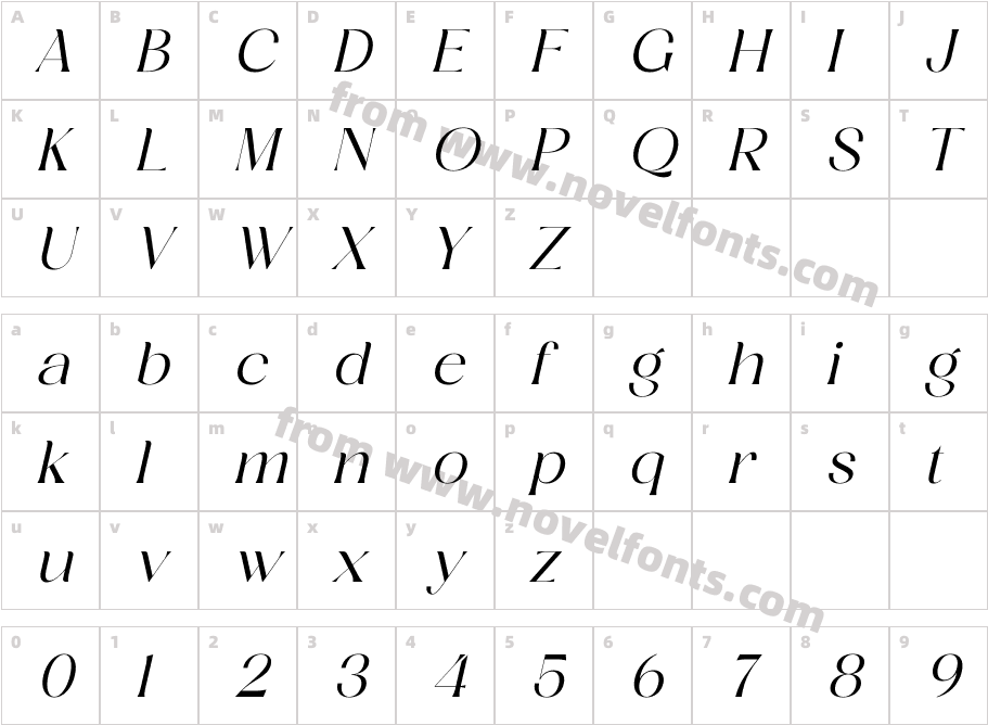 Ragasta ItalicCharacter Map