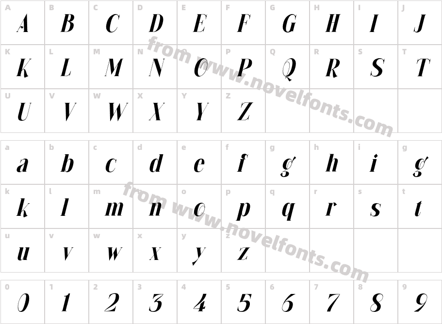 Ragiel Oblique BoldCharacter Map