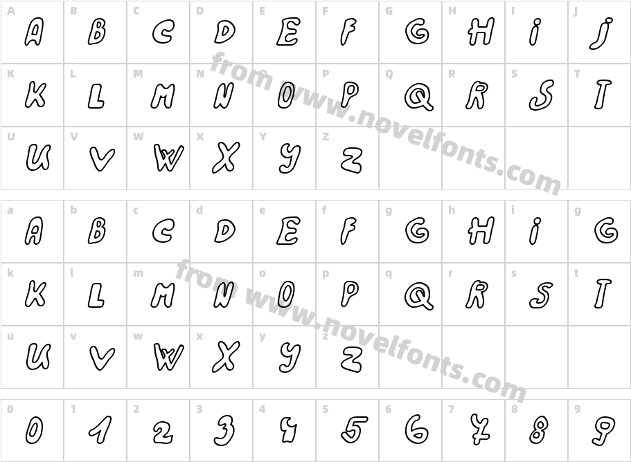 Rainbow 2000 ItalicCharacter Map