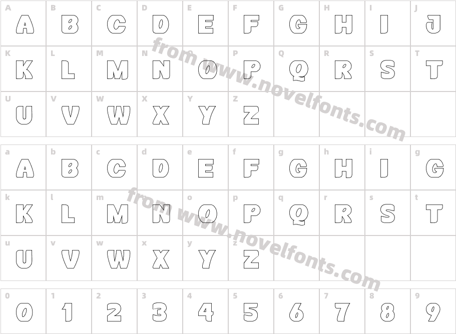 Rainshow OutlineCharacter Map