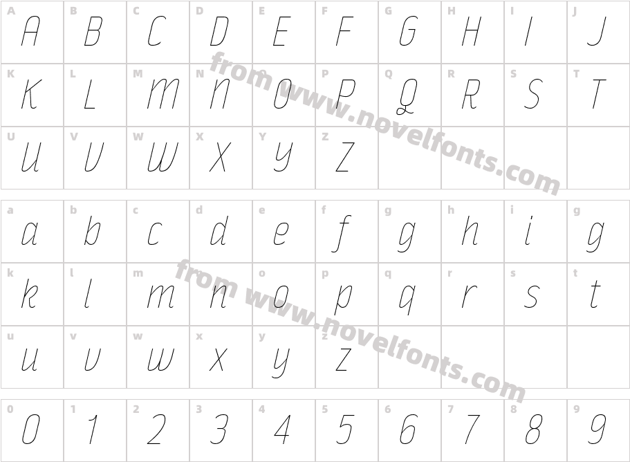 RakeslyUl-ItalicCharacter Map