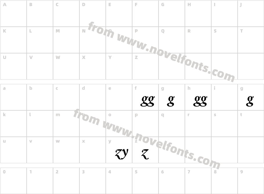 DanteMT-BoldItalicAltCharacter Map