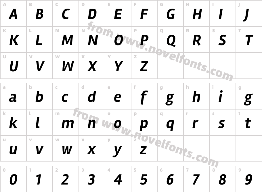 Rambla Bold ItalicCharacter Map