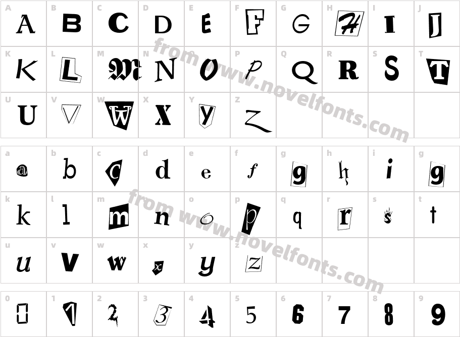 RansomNote MediumCharacter Map