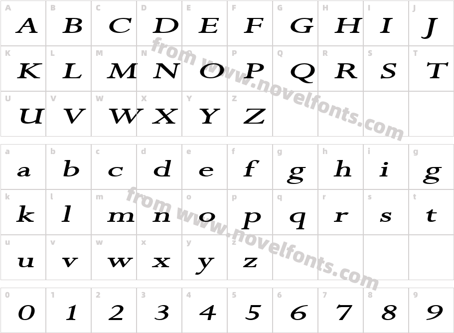 Rapid Extended BoldItalicCharacter Map