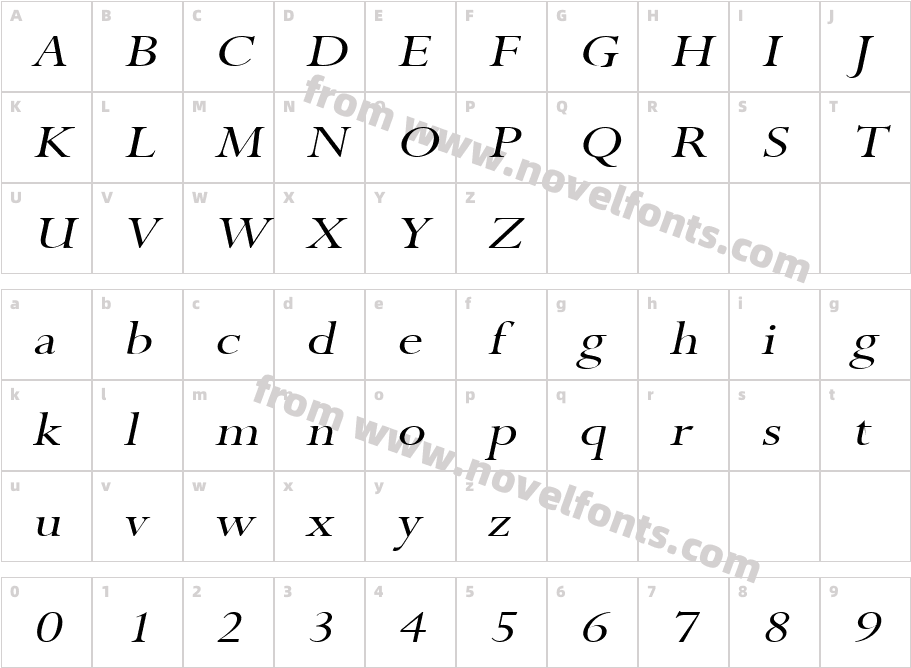 Rapid Wide ItalicCharacter Map