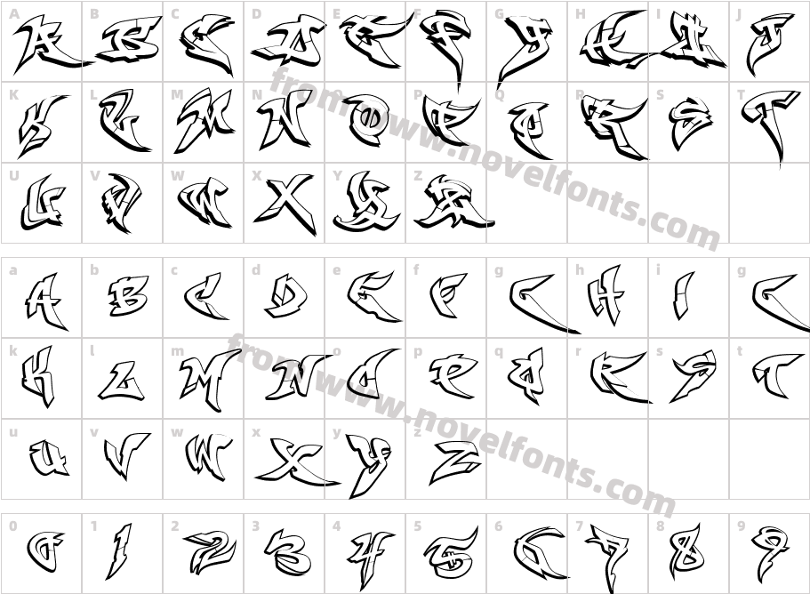 RaseOne OutlineCharacter Map