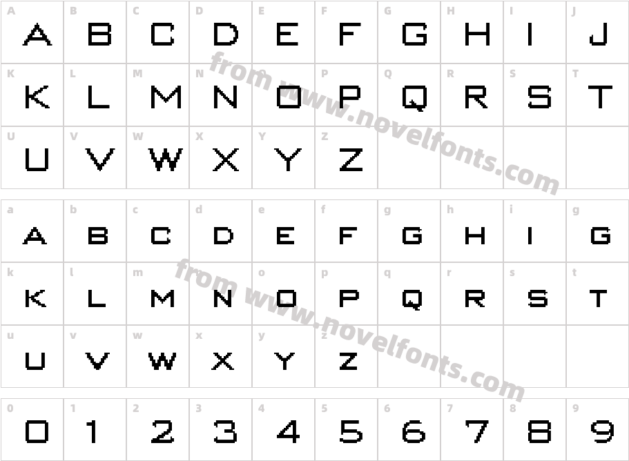 RasterBankTwentyOneCharacter Map