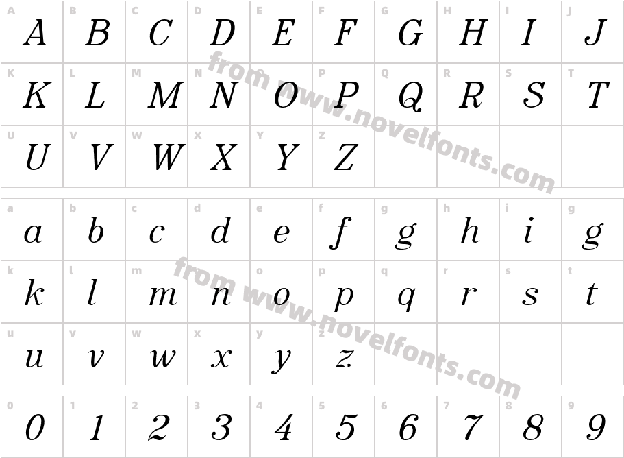 Rataczak ItalicCharacter Map