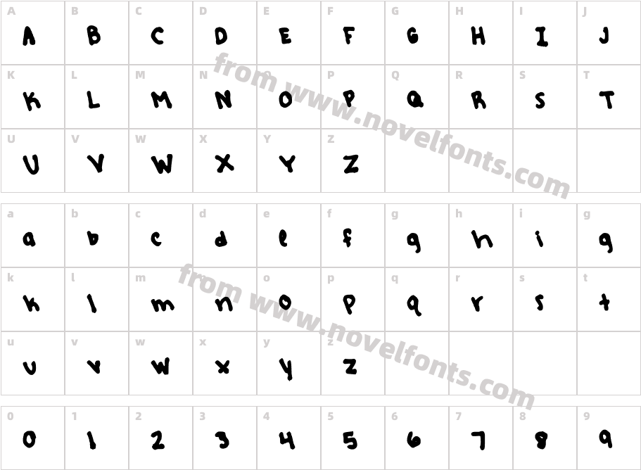 RebeccasHandwritingCharacter Map