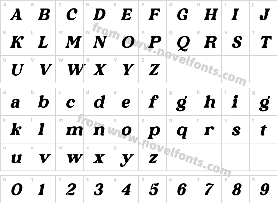 Rebori ItalicCharacter Map