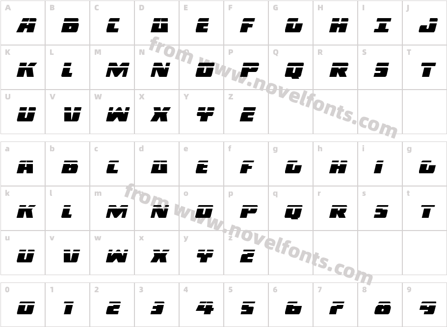 Dark Alliance Laser ItalicCharacter Map