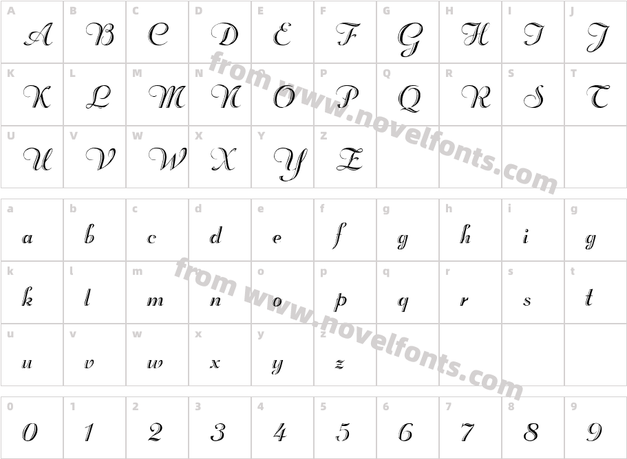 Rechtman-Script MediumCharacter Map