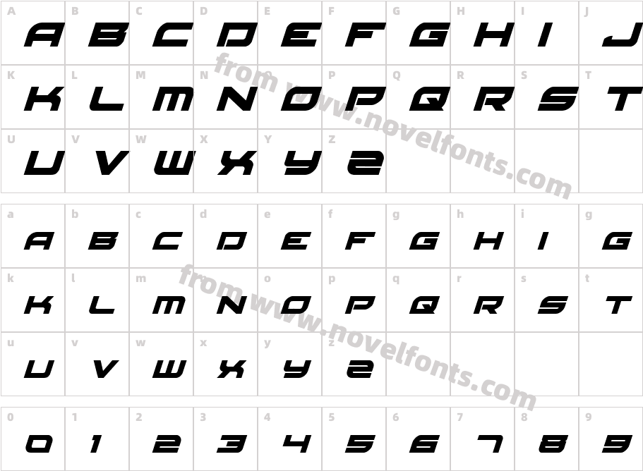 Red Rocket ItalicCharacter Map