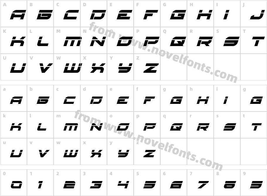 Red Rocket Laser ItalicCharacter Map