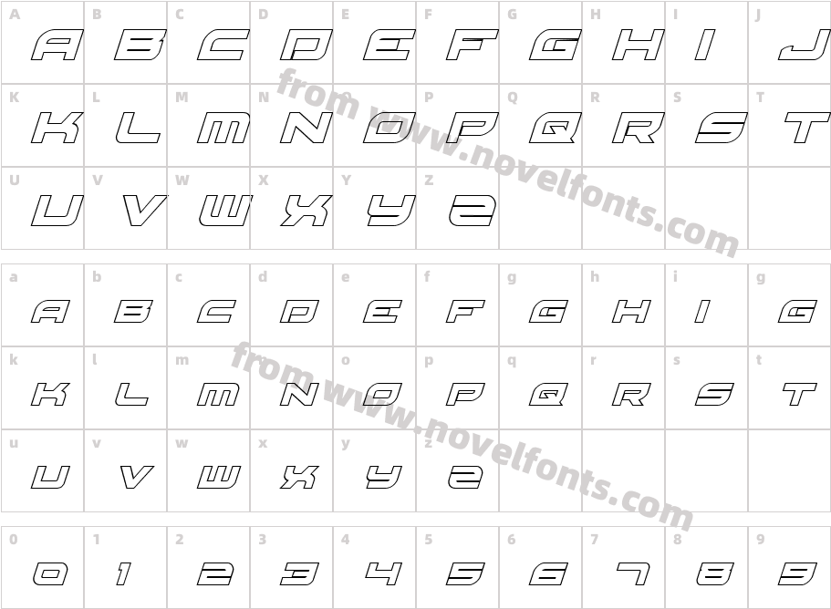 Red Rocket Outline ItalicCharacter Map