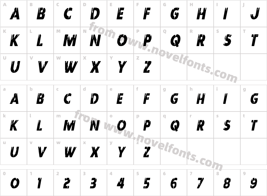 Red Undead Condensed ItalicCharacter Map