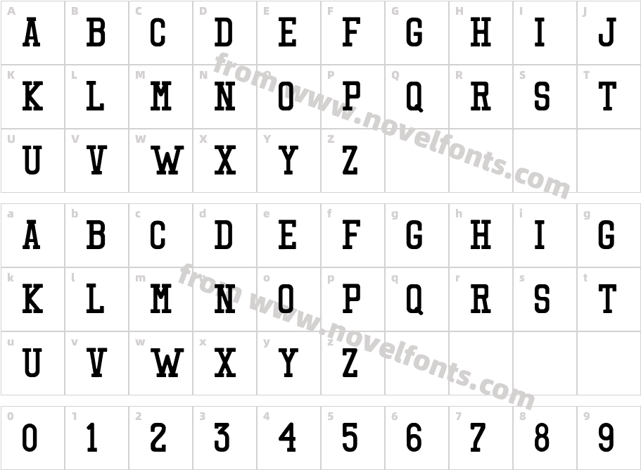 Redoura SerifCharacter Map