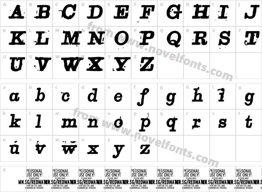 Redwater Banker PERSONAL USE ItalicCharacter Map