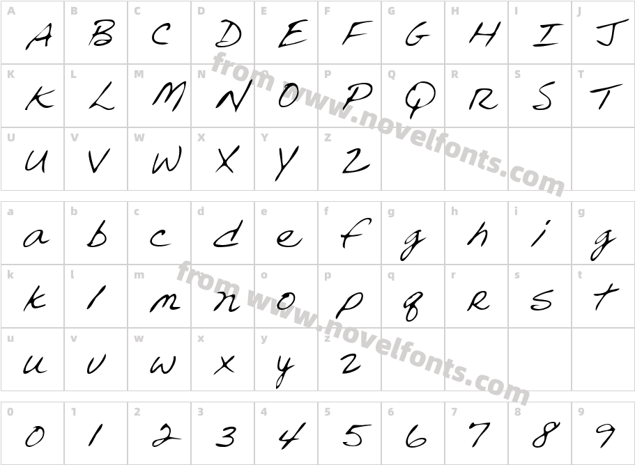 ReedsHand RegularCharacter Map