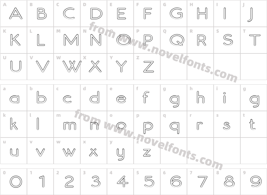 Register Sans BTN Wide OutCharacter Map