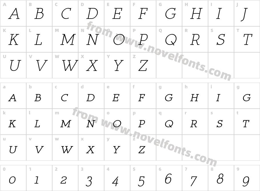 Register Serif BTN SC ObliqueCharacter Map