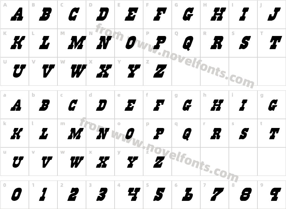 Regulators ItalicCharacter Map