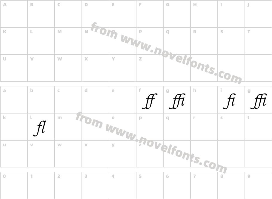 RenardNo3-ItalicLigCharacter Map