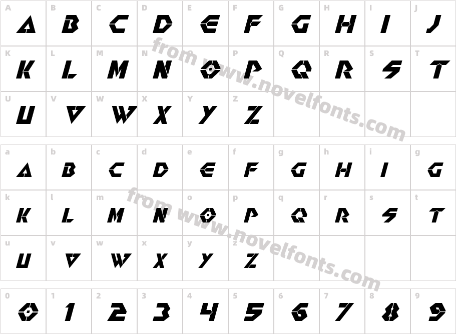 Renegade ItalicCharacter Map