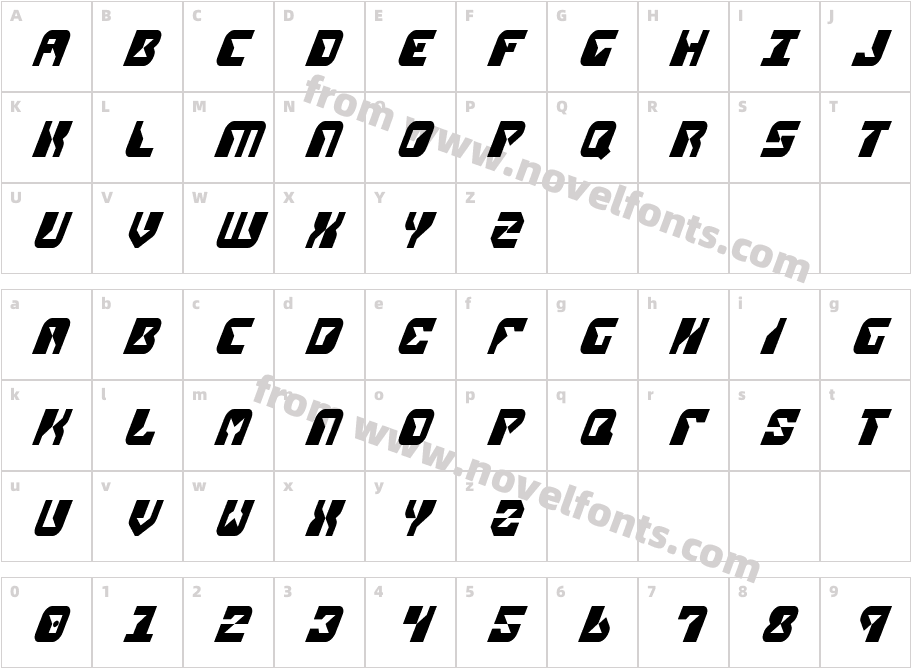 Replicant Condensed ItalicCharacter Map