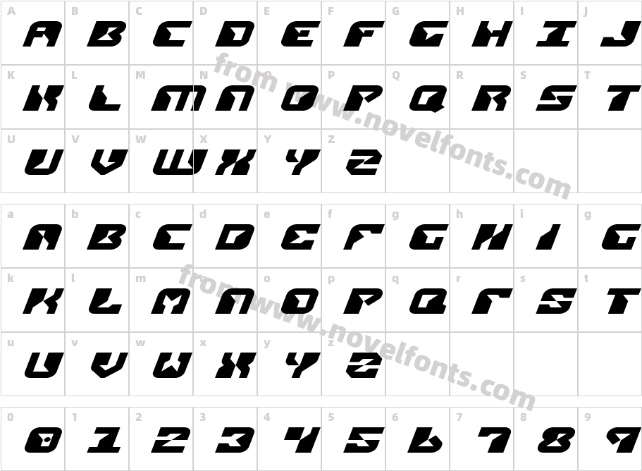 Replicant Expanded ItalicCharacter Map