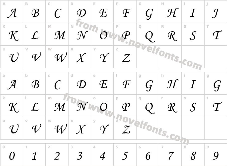 .VnMonotype corsivaHCharacter Map