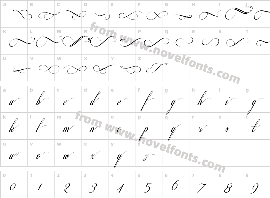 Respective Swashes SlantedCharacter Map