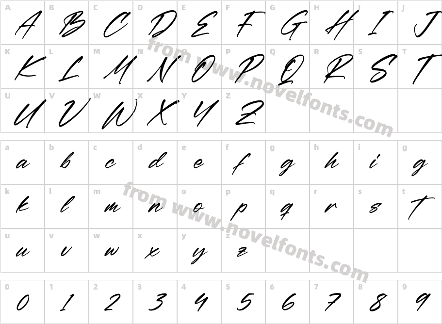 Rethaster ItalicCharacter Map