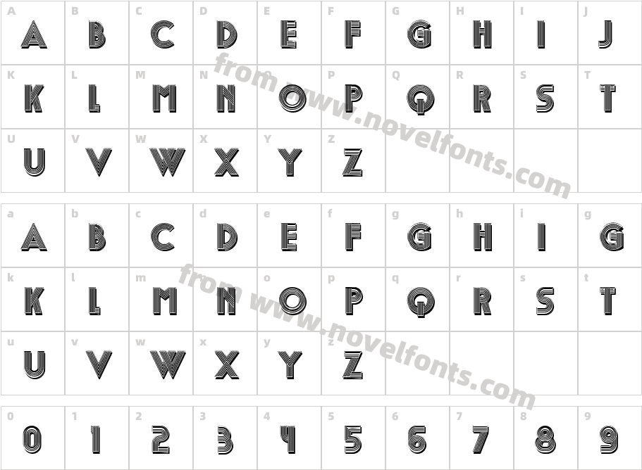 Retro Typo RegularCharacter Map