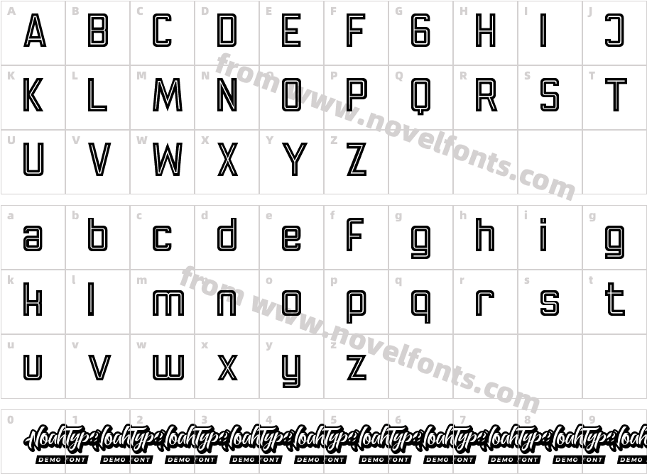 RetroLinesDemoRegularCharacter Map