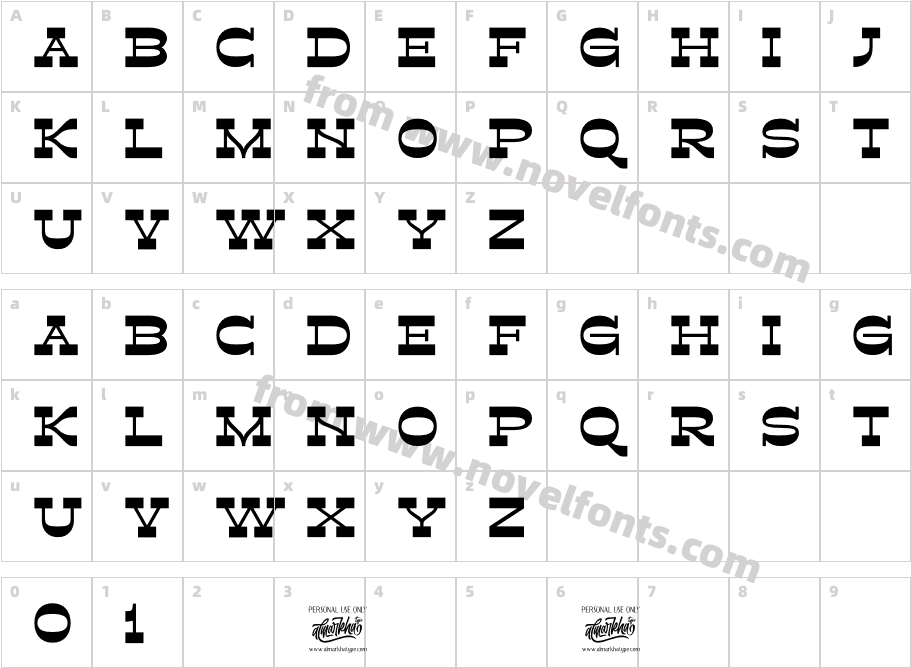 Retroman BoldCharacter Map