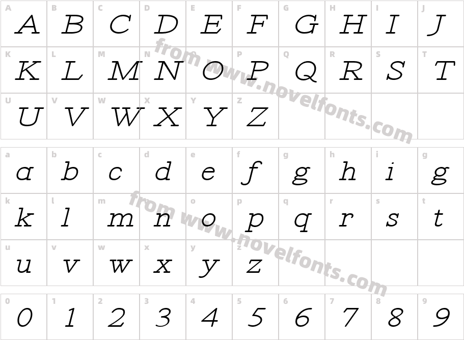 Revelation BTN Exp BoldObliqueCharacter Map