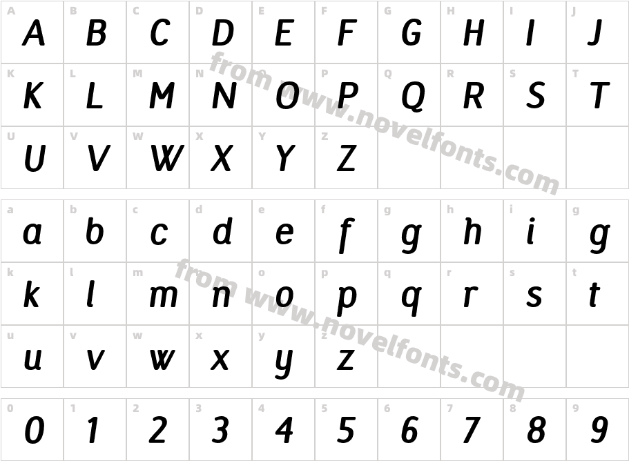 Daruma-BoldItalicCharacter Map