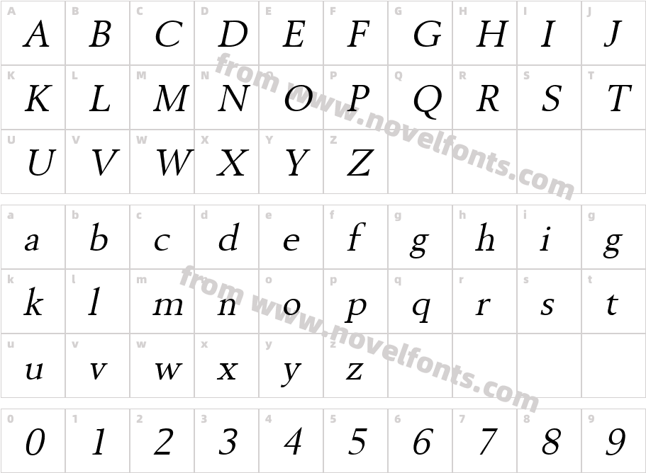 Revive 8 ItalicCharacter Map