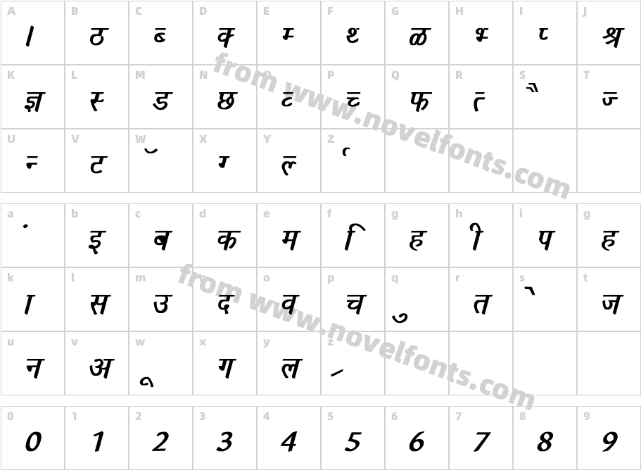 Richa Bold ItalicCharacter Map