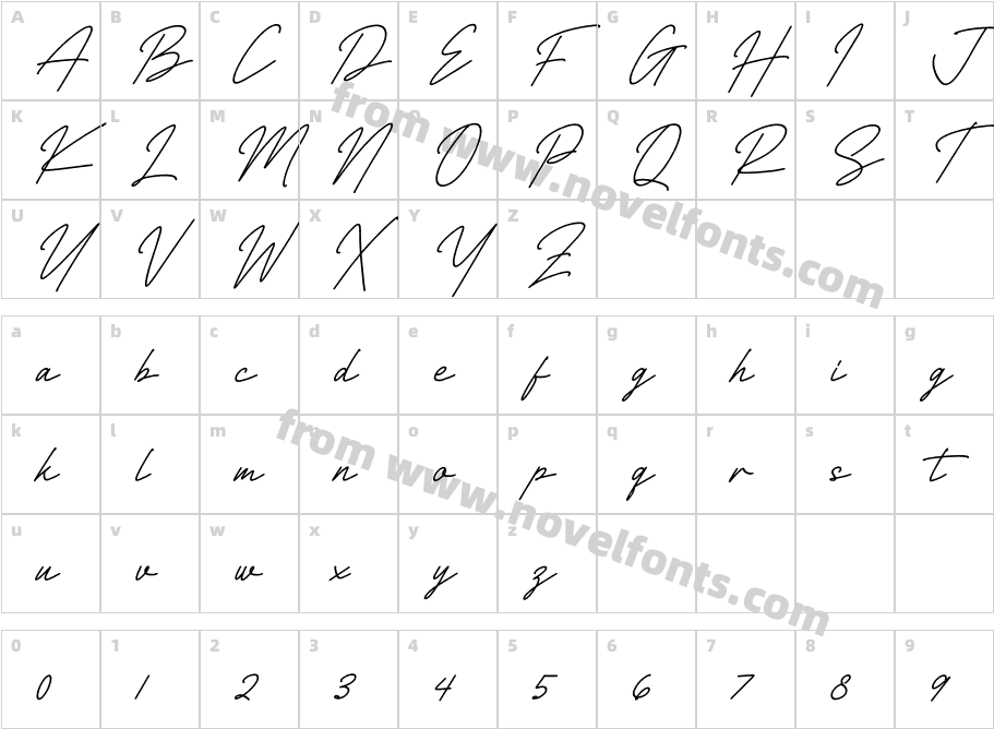 Richard Signatera ItalicCharacter Map