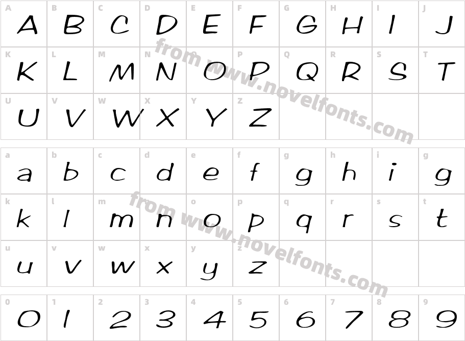 RifrafScriptSSK ItalicCharacter Map