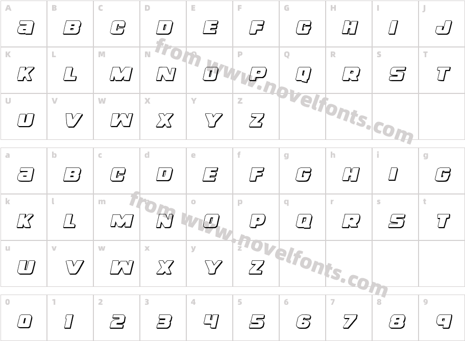 Right Hand Luke 3D ItalicCharacter Map