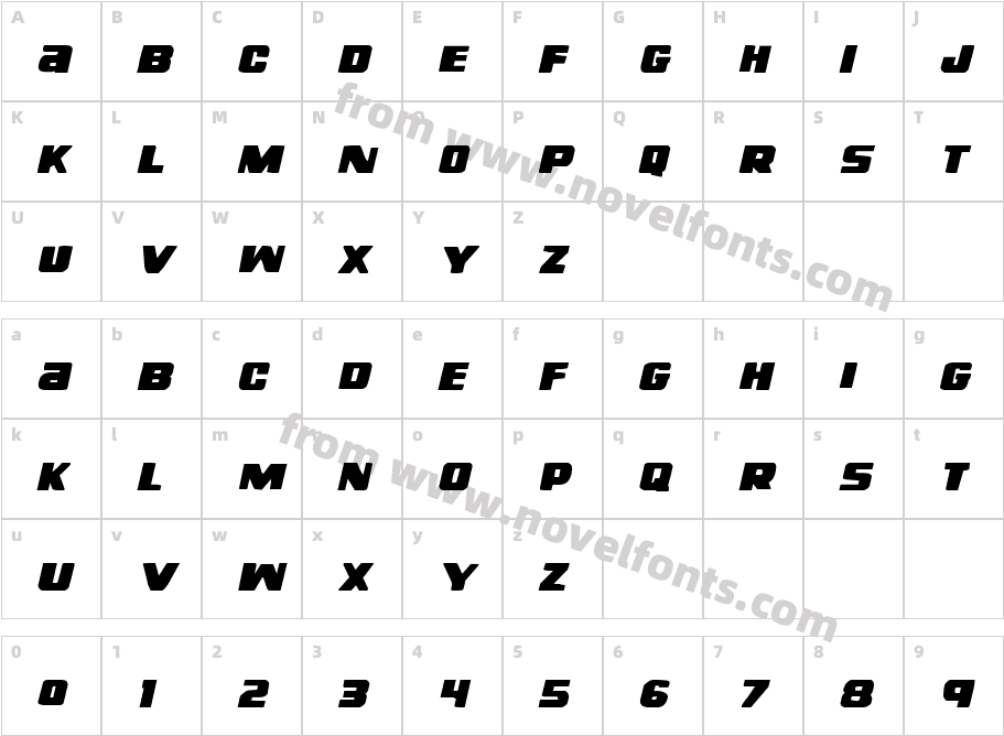 Right Hand Luke ItalicCharacter Map