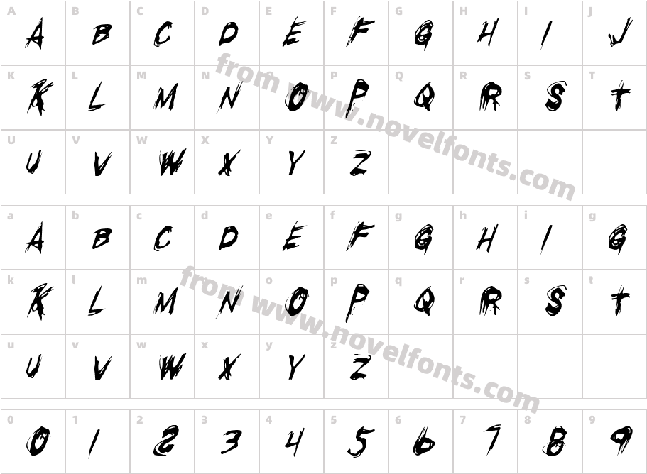 Righteous Kill Condensed ItalicCharacter Map