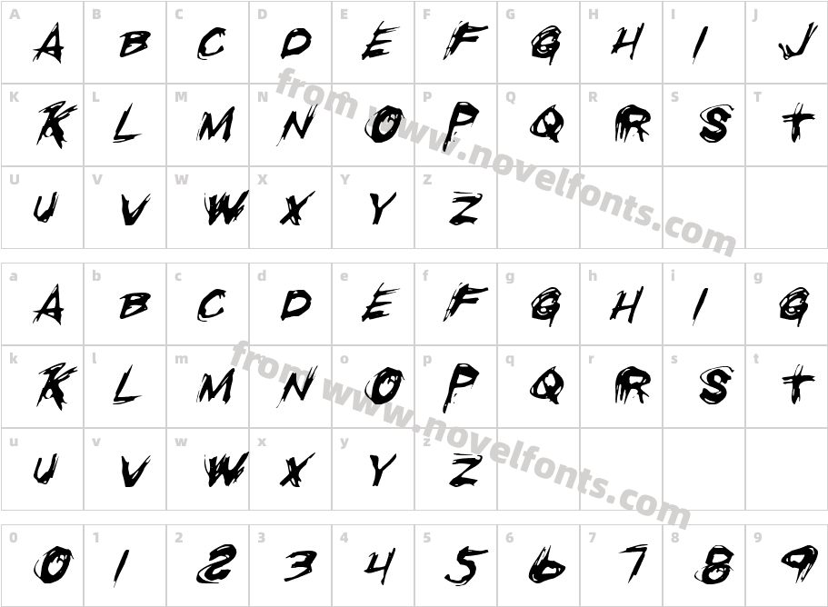 Righteous Kill ItalicCharacter Map