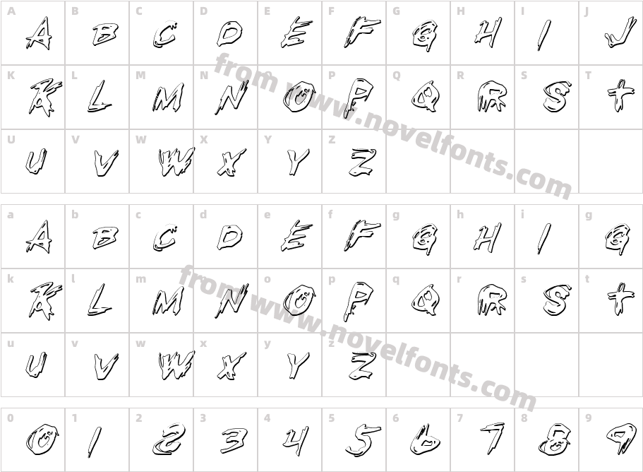 Righteous Kill Outline ItalicCharacter Map