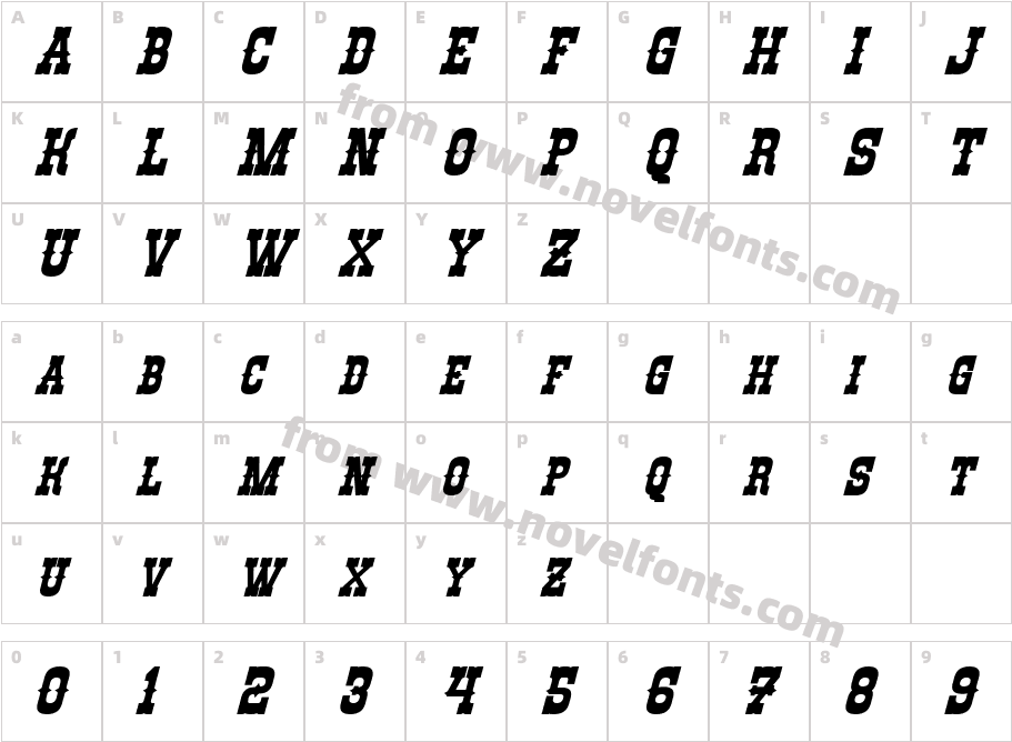 Rio Oro Bold ItalicCharacter Map